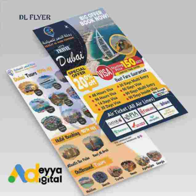 Urgent Flyers Printing of DL flyers on 170 GSM paper in Dubai for events and promotions