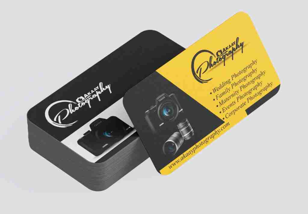 Dubai's premium business card printing, featuring rounded corners, spot UV, and matt lamination on 400gsm cards