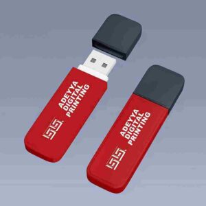 Customized USB drives with printed logos or messages, showcasing high-quality USB printing services in Dubai