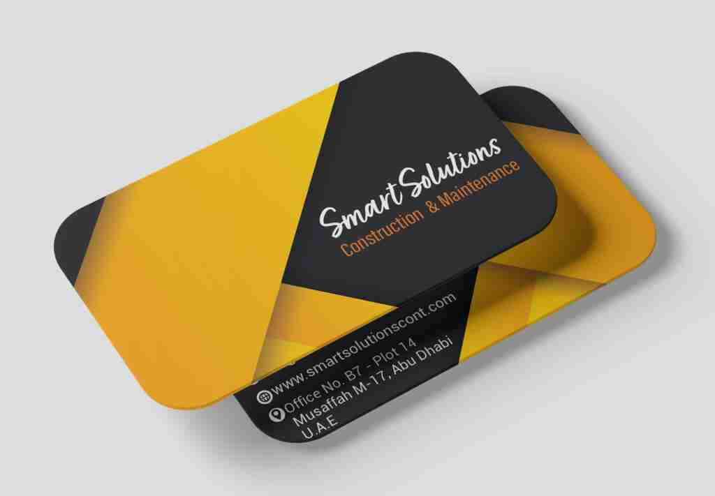 Round corner business cards printed in Dubai, featuring a unique and professional design