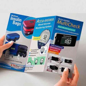 Professional brochure printing services in Dubai - high-quality tri-fold and bi-fold brochures with glossy and matte finishes